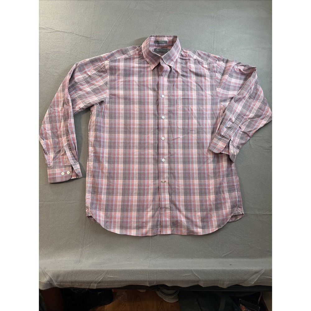 Daniel Cremieux Long Sleeve Button Pink Plaid Mens Large